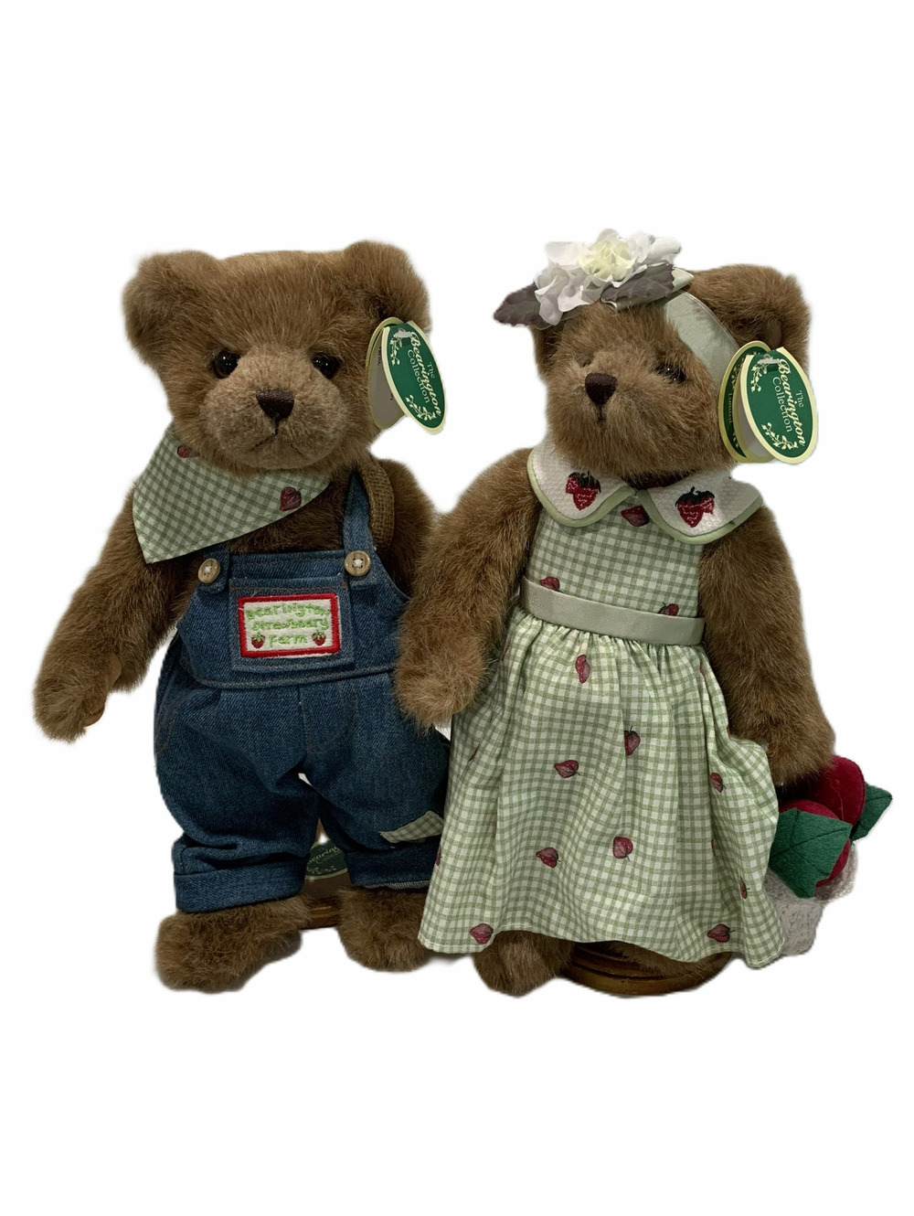 Boyds Bears Strawberry Farm Couple Plush Teddy Bears in Vintage Outfits